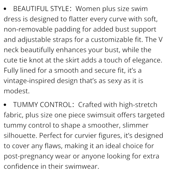 MFAVIP - 3X Elegant Black Women's Swim Dress - Picture 7 of 10